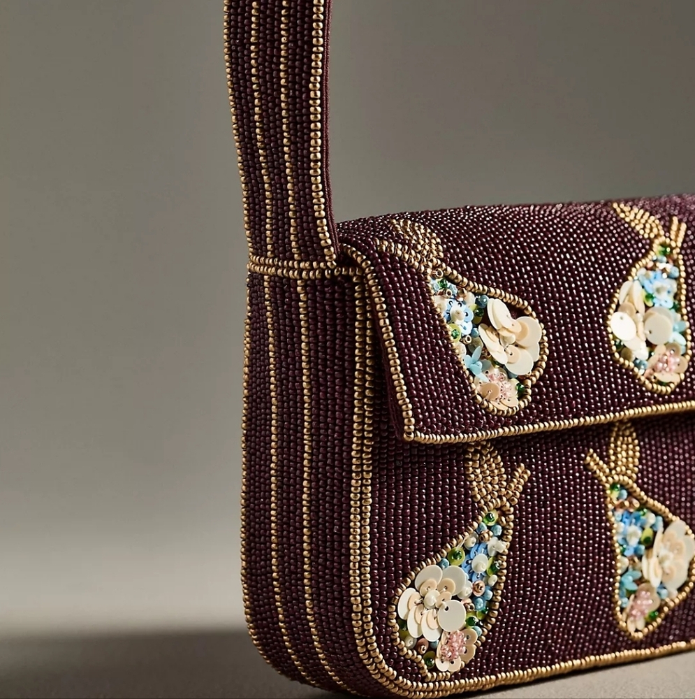 🌼 NWT Anthropologie Fiona pear beaded purse - Picture 3 of 5